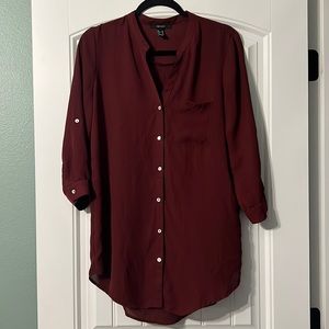 Medium Maroon Forever 21 Button Up Blouse.